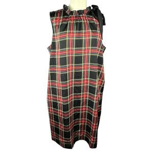 J. Crew Factory Black and Red Plaid Mini Dress